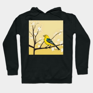 Yellow Bird On Branch Hoodie